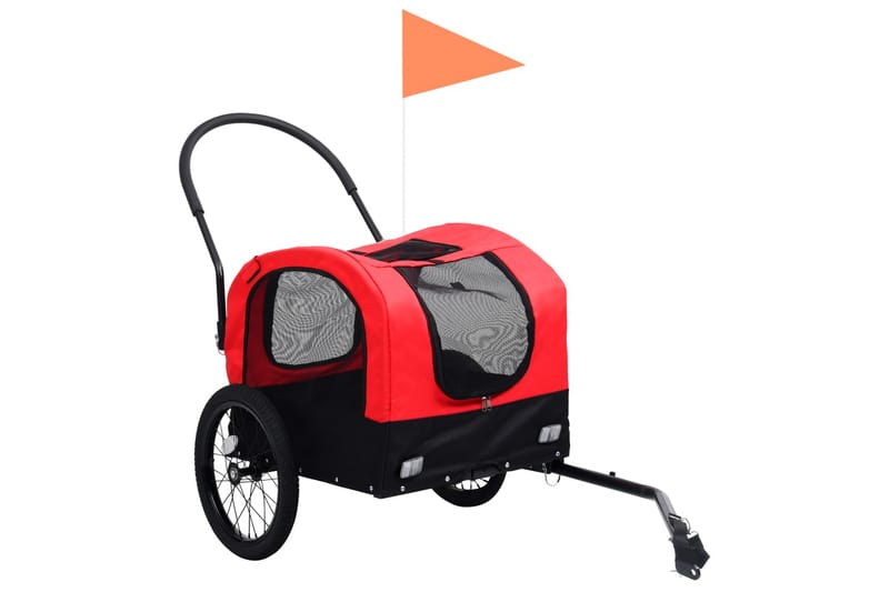 2-i-1-Cykelvagn för husdjur och joggingvagn röd och svart - Röd - Cykelvagn & cykelkärra - Hundmöbler - Hundvagn & cykelkorg hund