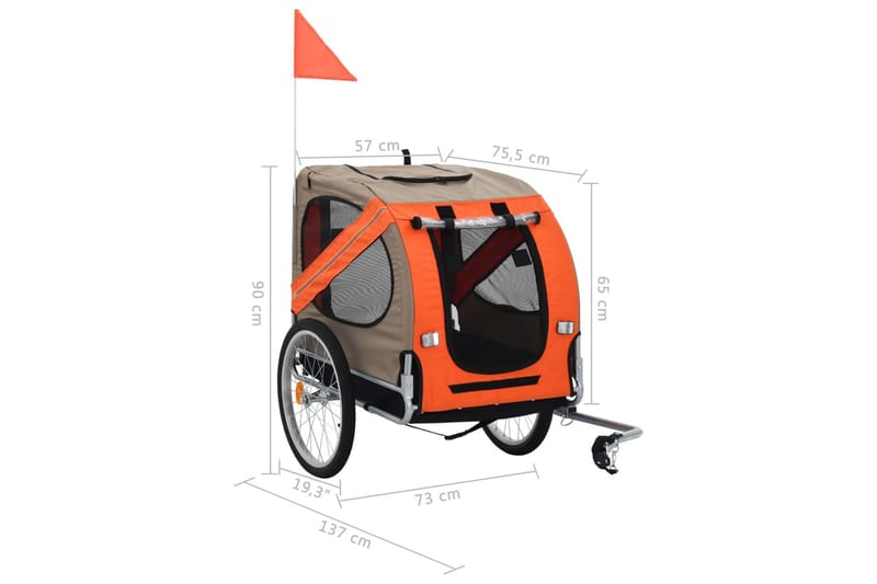 Cykelvagn för hund orange och grå - Grå - Sport & fritid - För djuren - För hund - Hundmöbler