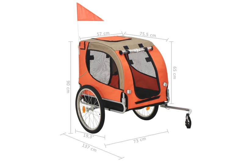 Cykelvagn för hund orange och grå - Röd - Sport & fritid - För djuren - För hund - Hundmöbler