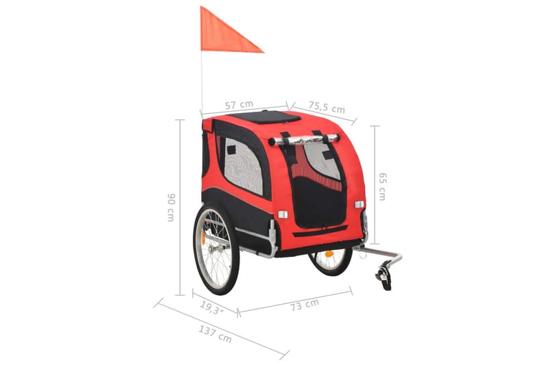 Cykelvagn för hund röd och svart - Röd/Svart - Cykelvagn & cykelkärra - Hundmöbler - Hundvagn & cykelkorg hund
