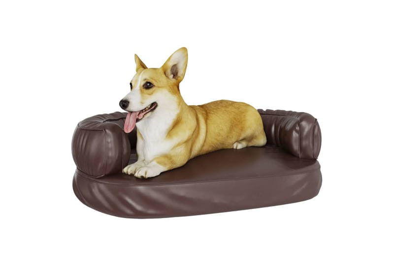 Ergonomisk hundbädd brun 60x42 cm konstläder - Brun - Hundbädd & hundsäng - Hundmöbler