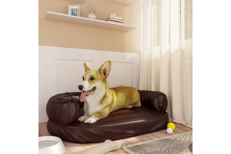 Ergonomisk hundbädd brun 75x53 cm konstläder - Brun - Hundbädd & hundsäng - Hundmöbler