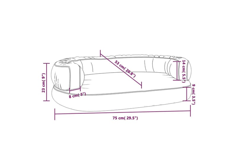 Ergonomisk hundbädd grå 75x53 cm konstläder - Grå - Hundbädd & hundsäng - Hundmöbler