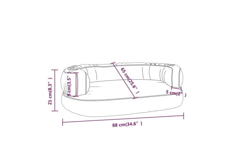 Ergonomisk hundbädd grå 88x65 cm konstläder - Grå - Hundbädd & hundsäng - Hundmöbler