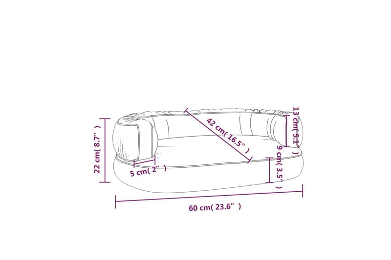 Ergonomisk hundbädd mörkblå 60x42 cm konstläder - Blå - Sport & fritid - För djuren - För hund - Hundmöbler - Hundbädd & hundsäng