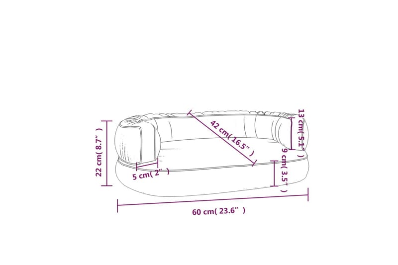 Ergonomisk hundbädd mörkblå 60x42 cm konstläder - Blå - Hundbädd & hundsäng - Hundmöbler