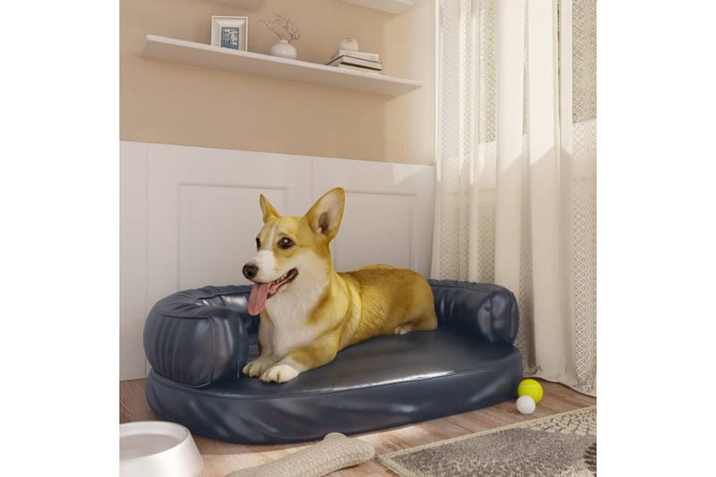 Ergonomisk hundbädd mörkblå 75x53 cm konstläder - Blå - Hundbädd & hundsäng - Hundmöbler