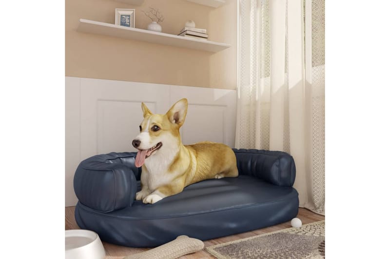 Ergonomisk hundbädd mörkblå 88x65 cm konstläder - Blå - Hundbädd & hundsäng - Hundmöbler