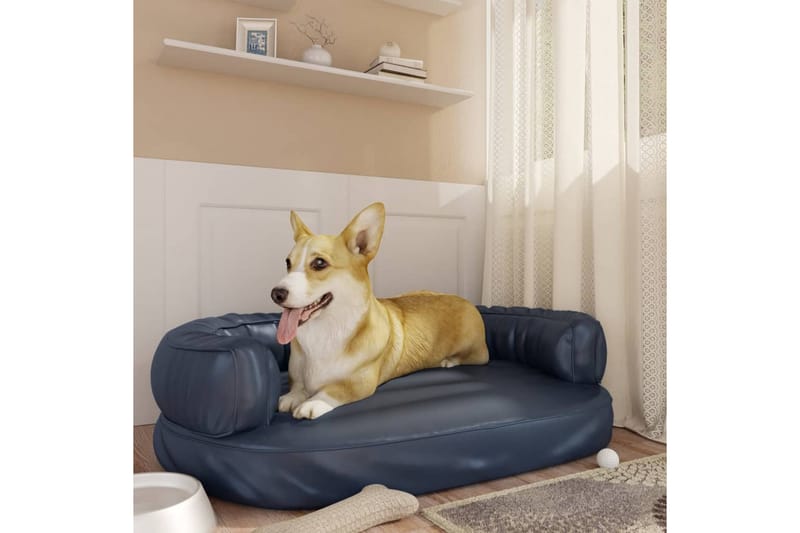 Ergonomisk hundbädd mörkblå 88x65 cm konstläder - Blå - Sport & fritid - För djuren - För hund - Hundmöbler - Hundbädd & hundsäng