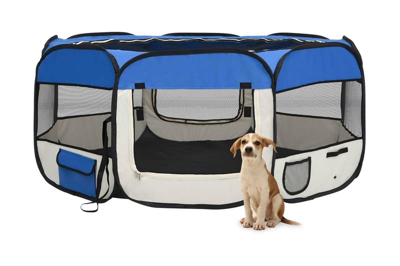 Hopfällbar hundhage med väska blå 145x145x61 cm - Blå - Sport & fritid - För djuren - För hund - Hundmöbler