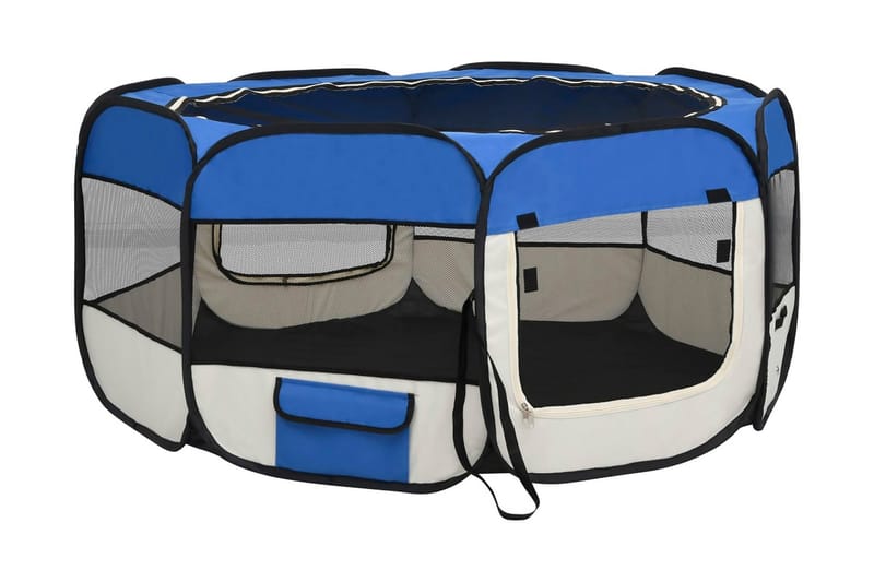 Hopfällbar hundhage med väska blå 145x145x61 cm - Blå - Sport & fritid - För djuren - För hund - Hundmöbler