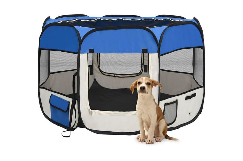 Hopfällbar hundhage med väska blå 90x90x58 cm - Blå - Sport & fritid - För djuren - För hund - Hundmöbler