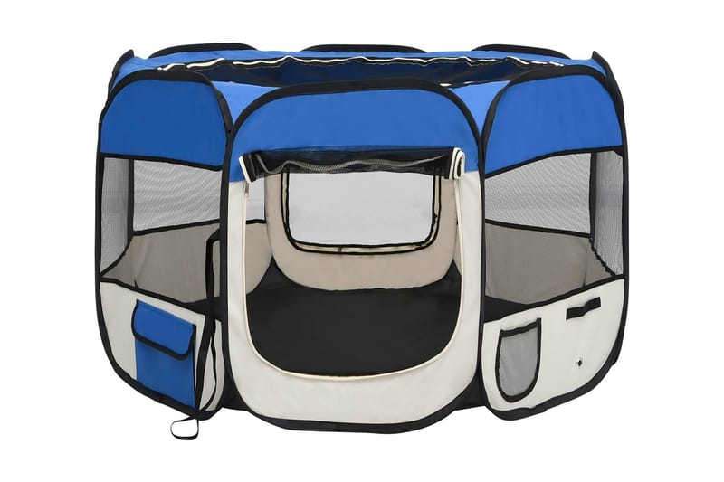 Hopfällbar hundhage med väska blå 90x90x58 cm - Blå - Sport & fritid - För djuren - För hund - Hundmöbler