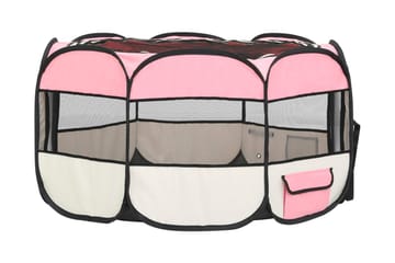 Hopfällbar hundhage med väska rosa 125x125x61 cm