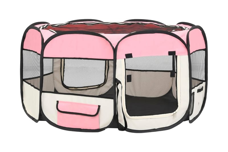 Hopfällbar hundhage med väska rosa 125x125x61 cm - Rosa - Sport & fritid - För djuren - För hund - Hundmöbler