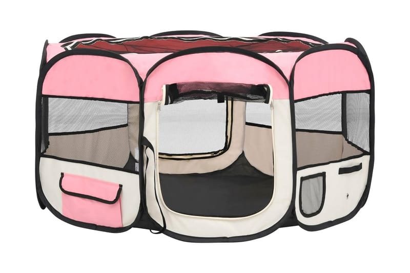 Hopfällbar hundhage med väska rosa 125x125x61 cm - Rosa - Sport & fritid - För djuren - För hund - Hundmöbler