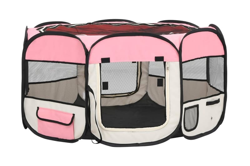 Hopfällbar hundhage med väska rosa 125x125x61 cm - Rosa - Sport & fritid - För djuren - För hund - Hundmöbler