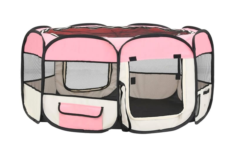 Hopfällbar hundhage med väska rosa 145x145x61 cm - Rosa - Sport & fritid - För djuren - För hund - Hundmöbler