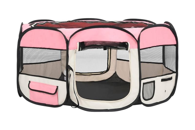 Hopfällbar hundhage med väska rosa 145x145x61 cm - Rosa - Sport & fritid - För djuren - För hund - Hundmöbler