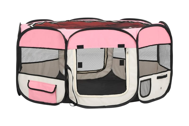 Hopfällbar hundhage med väska rosa 145x145x61 cm - Rosa - Sport & fritid - För djuren - För hund - Hundmöbler