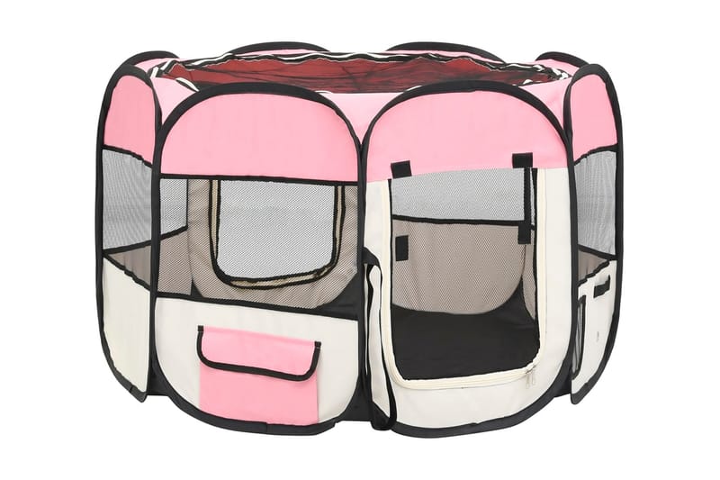 Hopfällbar hundhage med väska rosa 90x90x58 cm - Rosa - Sport & fritid - För djuren - För hund - Hundmöbler