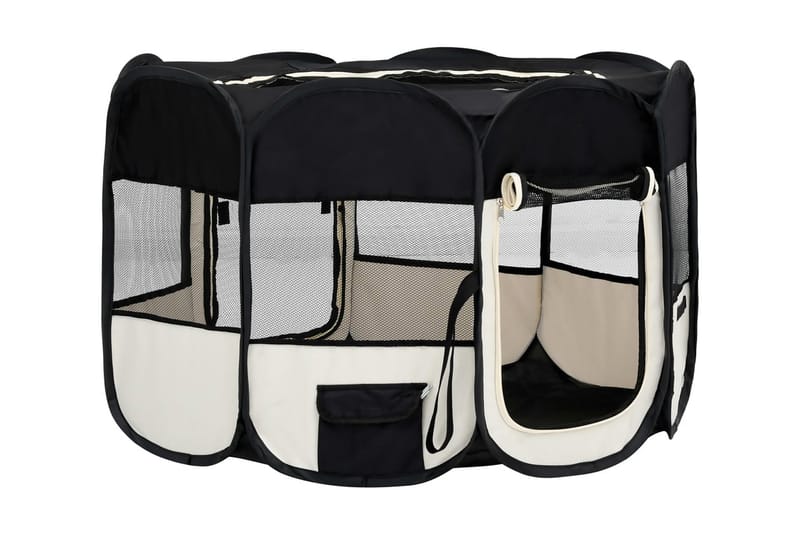 Hopfällbar hundhage med väska svart 125x125x61 cm - Svart - Sport & fritid - För djuren - För hund - Hundmöbler