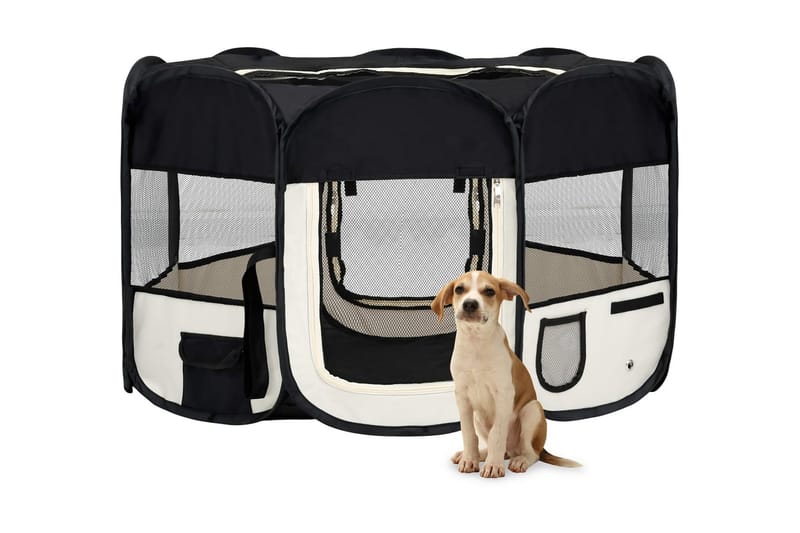 Hopfällbar hundhage med väska svart 125x125x61 cm - Svart - Sport & fritid - För djuren - För hund - Hundmöbler
