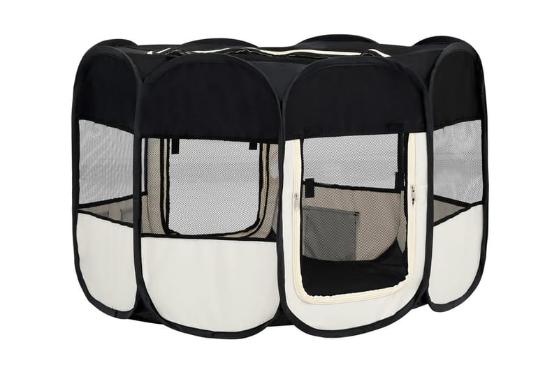 Hopfällbar hundhage med väska svart 125x125x61 cm - Svart - Sport & fritid - För djuren - För hund - Hundmöbler