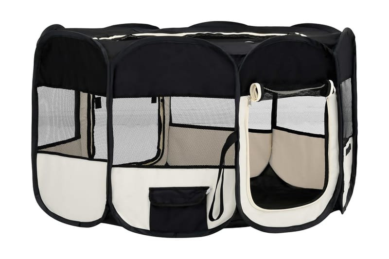 Hopfällbar hundhage med väska svart 145x145x61 cm - Svart - Sport & fritid - För djuren - För hund - Hundmöbler