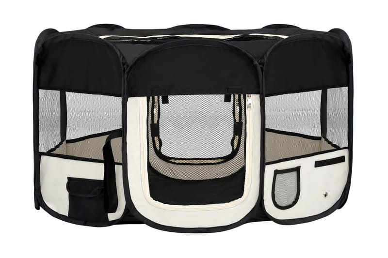 Hopfällbar hundhage med väska svart 145x145x61 cm - Svart - Sport & fritid - För djuren - För hund - Hundmöbler