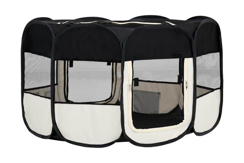 Hopfällbar hundhage med väska svart 145x145x61 cm - Svart - Sport & fritid - För djuren - För hund - Hundmöbler