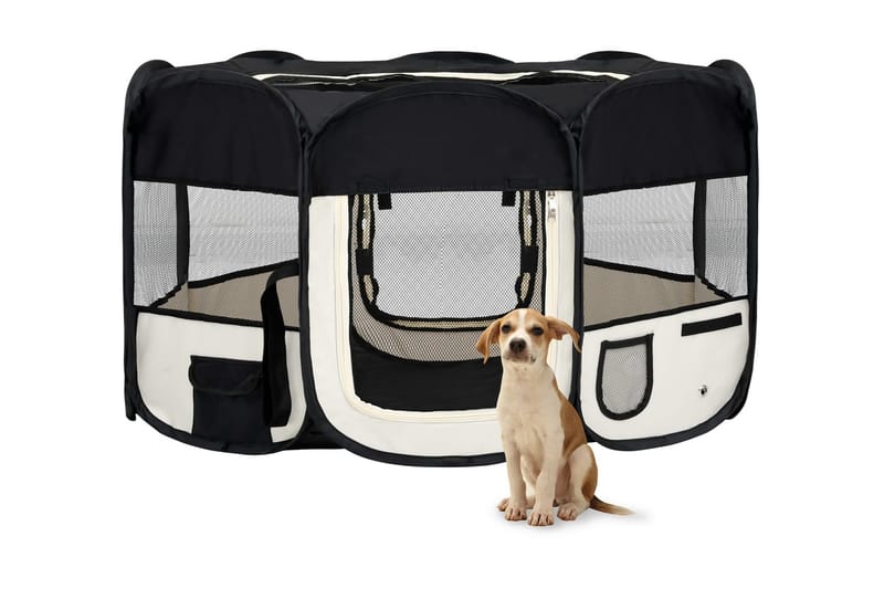Hopfällbar hundhage med väska svart 145x145x61 cm - Svart - Hundmöbler - Hundgrind & hundstaket - Hundkoja & hundgård