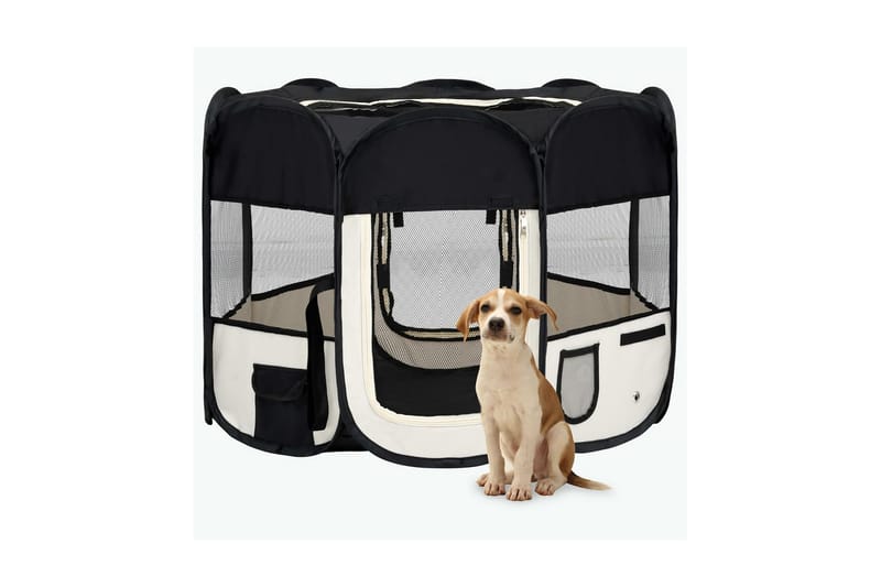 Hopfällbar hundhage med väska svart 90x90x58 cm - Svart - Sport & fritid - För djuren - För hund - Hundmöbler
