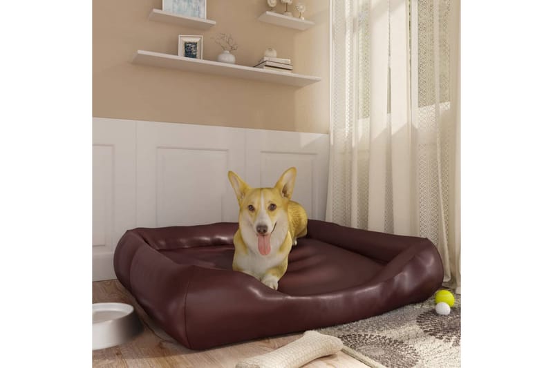 Hundbädd brun 105x80x25 cm konstläder - Brun - Hundbädd & hundsäng - Hundmöbler