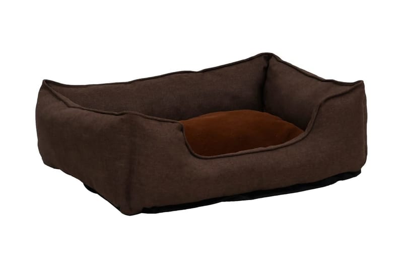 Hundbädd brun 85,5x70x23 cm fleece med linnelook - Brun - Hundbädd & hundsäng - Hundmöbler