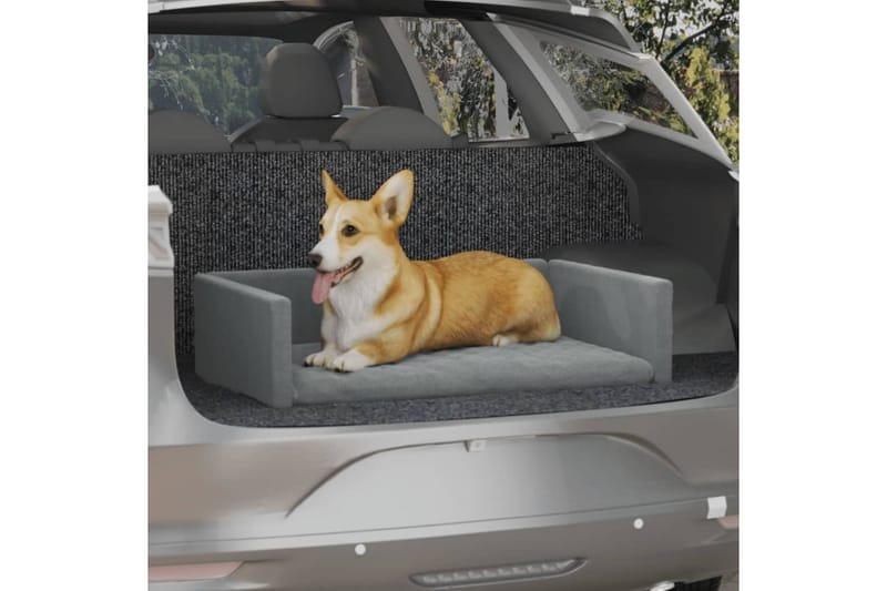 Hundbädd för bil ljusgrå 70x45 cm linnelook - Grå - Hundbädd & hundsäng - Hundmöbler