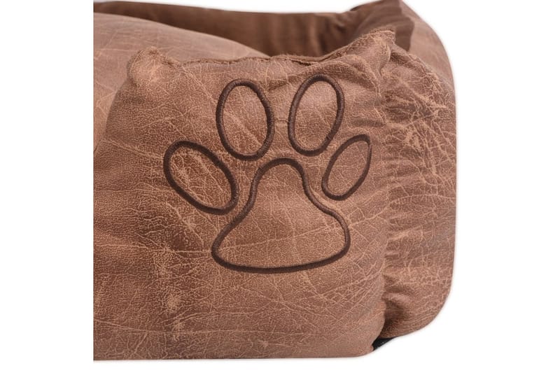 Hundbädd med kudde PU konstläder storlek XL beige - Antracit/Beige - Hundbädd & hundsäng - Hundmöbler