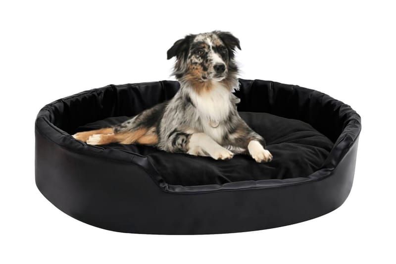Hundbädd svart 90x79x20 cm plysch och konstläder - Svart - Hundbädd & hundsäng - Hundmöbler
