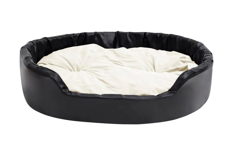 Hundbädd svart och beige 99x89x21 cm plysch och konstläder - Svart - Sport & fritid - För djuren - För hund - Hundmöbler - Hundbädd & hundsäng