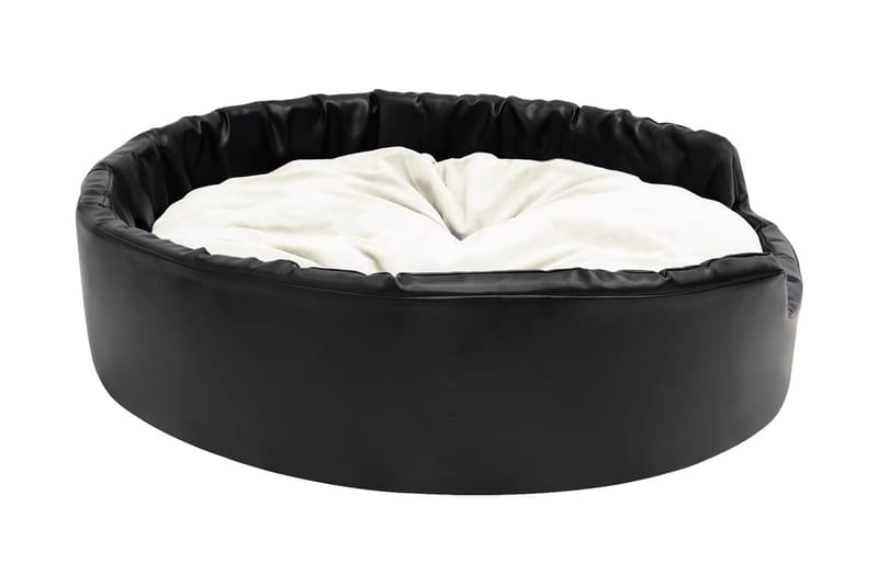 Hundbädd svart och beige 99x89x21 cm plysch och konstläder - Svart - Sport & fritid - För djuren - För hund - Hundmöbler - Hundbädd & hundsäng