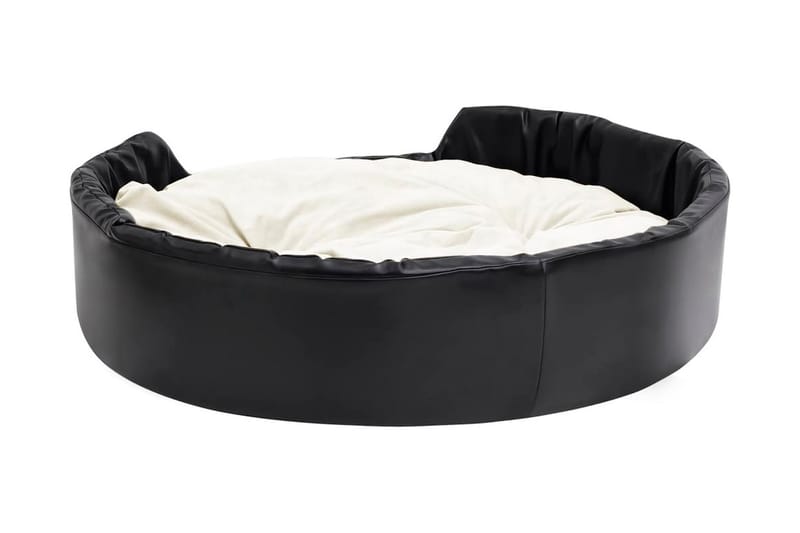 Hundbädd svart och beige 99x89x21 cm plysch och konstläder - Svart - Sport & fritid - För djuren - För hund - Hundmöbler - Hundbädd & hundsäng