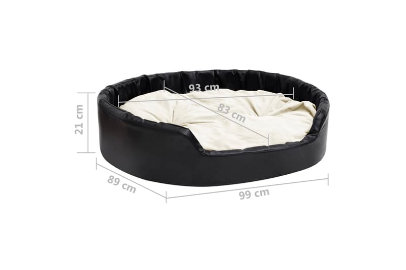 Hundbädd svart och beige 99x89x21 cm plysch och konstläder - Svart - Sport & fritid - För djuren - För hund - Hundmöbler - Hundbädd & hundsäng