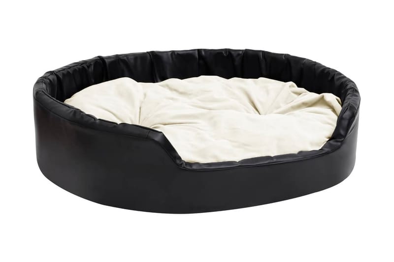 Hundbädd svart och beige 99x89x21 cm plysch och konstläder - Svart - Sport & fritid - För djuren - För hund - Hundmöbler - Hundbädd & hundsäng