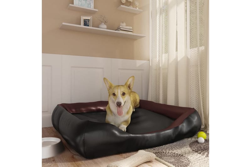 Hundbädd svart och brun 105x80x25 cm konstläder - Svart - Sport & fritid - För djuren - För hund - Hundmöbler - Hundbädd & hundsäng