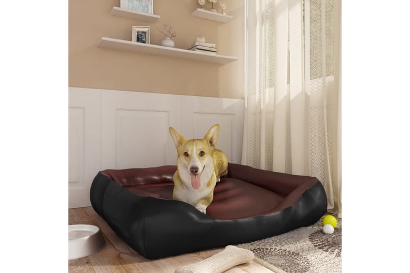 Hundbädd svart och brun 80x68x23 cm konstläder - Svart - Sport & fritid - För djuren - För hund - Hundmöbler - Hundbädd & hundsäng