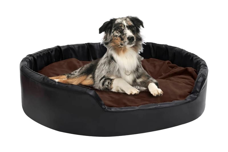 Hundbädd svart och brun 99x89x21 cm plysch och konstläder - Svart - Hundbädd & hundsäng - Hundmöbler