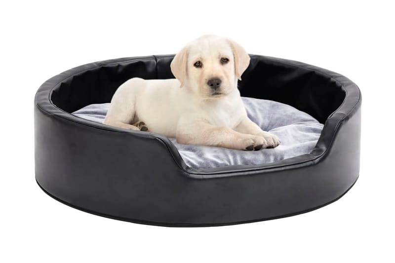 Hundbädd svart och grå 69x59x19 cm plysch och konstläder - Svart - Sport & fritid - För djuren - För hund - Hundmöbler - Hundbädd & hundsäng