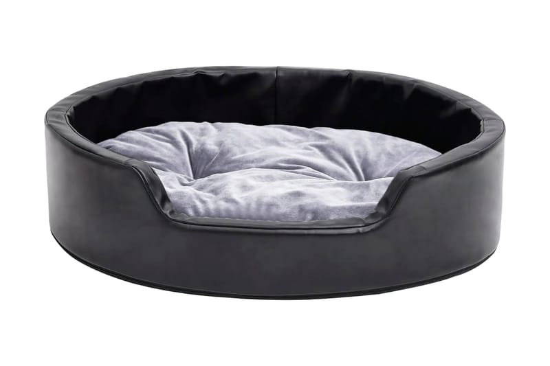 Hundbädd svart och grå 69x59x19 cm plysch och konstläder - Svart - Sport & fritid - För djuren - För hund - Hundmöbler - Hundbädd & hundsäng