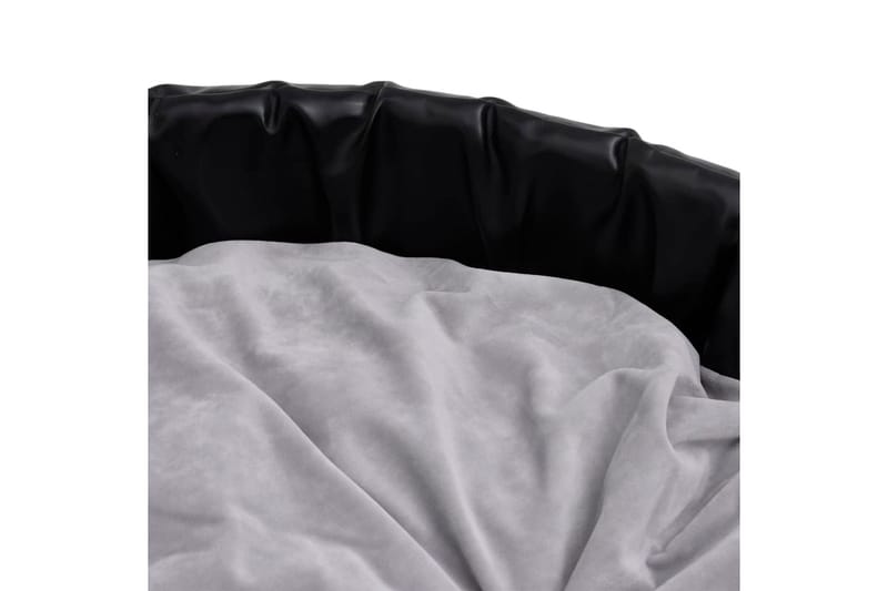 Hundbädd svart och grå 69x59x19 cm plysch och konstläder - Svart - Hundbädd & hundsäng - Hundmöbler