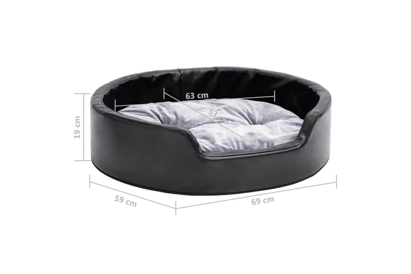 Hundbädd svart och grå 69x59x19 cm plysch och konstläder - Svart - Sport & fritid - För djuren - För hund - Hundmöbler - Hundbädd & hundsäng